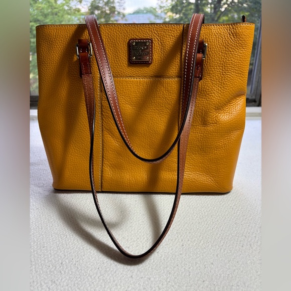 Dooney & Bourke Mustard Yellow Tote with Brown Accents - Picture 4 of 9